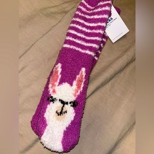 Llama cozy fuzzy slipper socks NWT